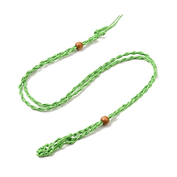 Wax Rope Cord Macrame Pouch Necklace Making Adjustable Wood Beads Interchangeable Stone Necklace Lime 35.43 inch(90cm) 4mm