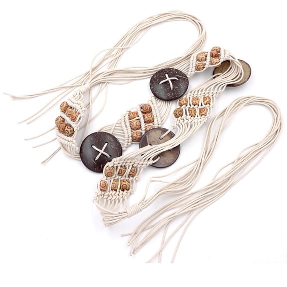 Wax Rope Hand Woven Women's Belt White One Size