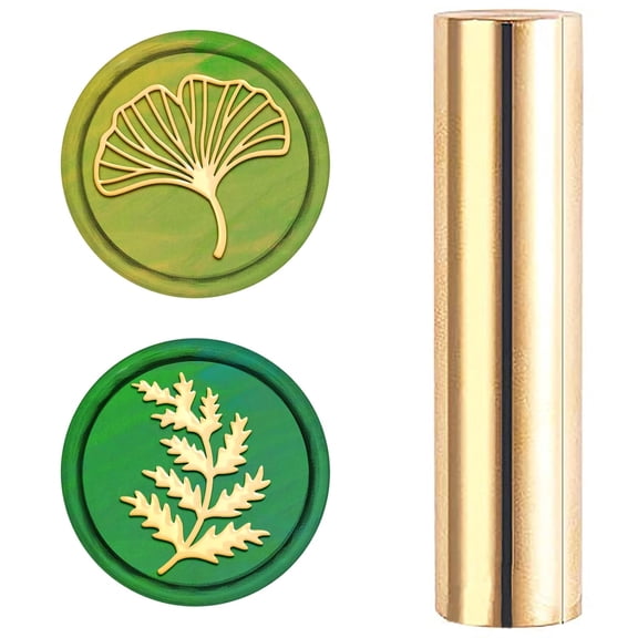 Wax Seal Stamp 15mm Mini Brass Stamp Ginkgo Bilbao Fern Vintage 2 Sides Pattern Mini Wax Stamp for Wedding Invitations Envelopes Christmas Thanksgiving Gift Packing 1pc