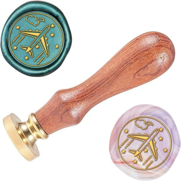 Wax Seal Stamp Aircraft 0.98in Vintage Wax Stamp with Replacement Brass Head Wood Handle Sealing DIY