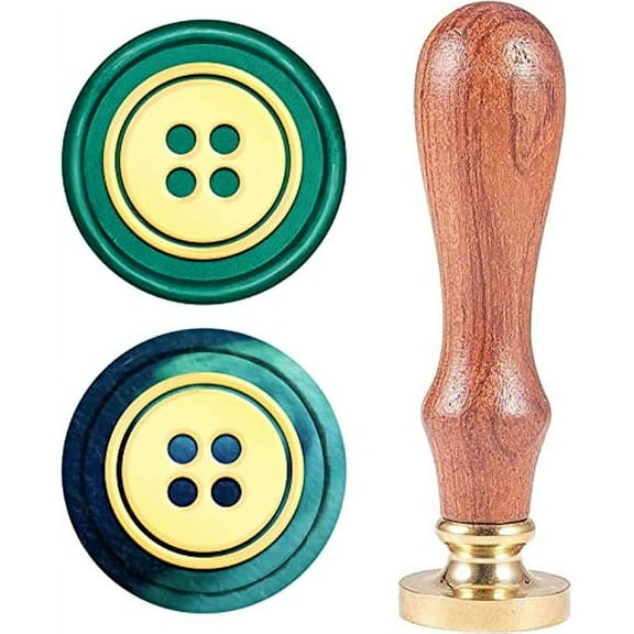 Wax Seal Stamp Button Vintage Sealing Wax Stamps 25mm Removable Brass Head Sealing Stamp with Wooden Handle for Halloween Wedding Invitations Christmas Xmas Thanksgiving Party Gift Wrap