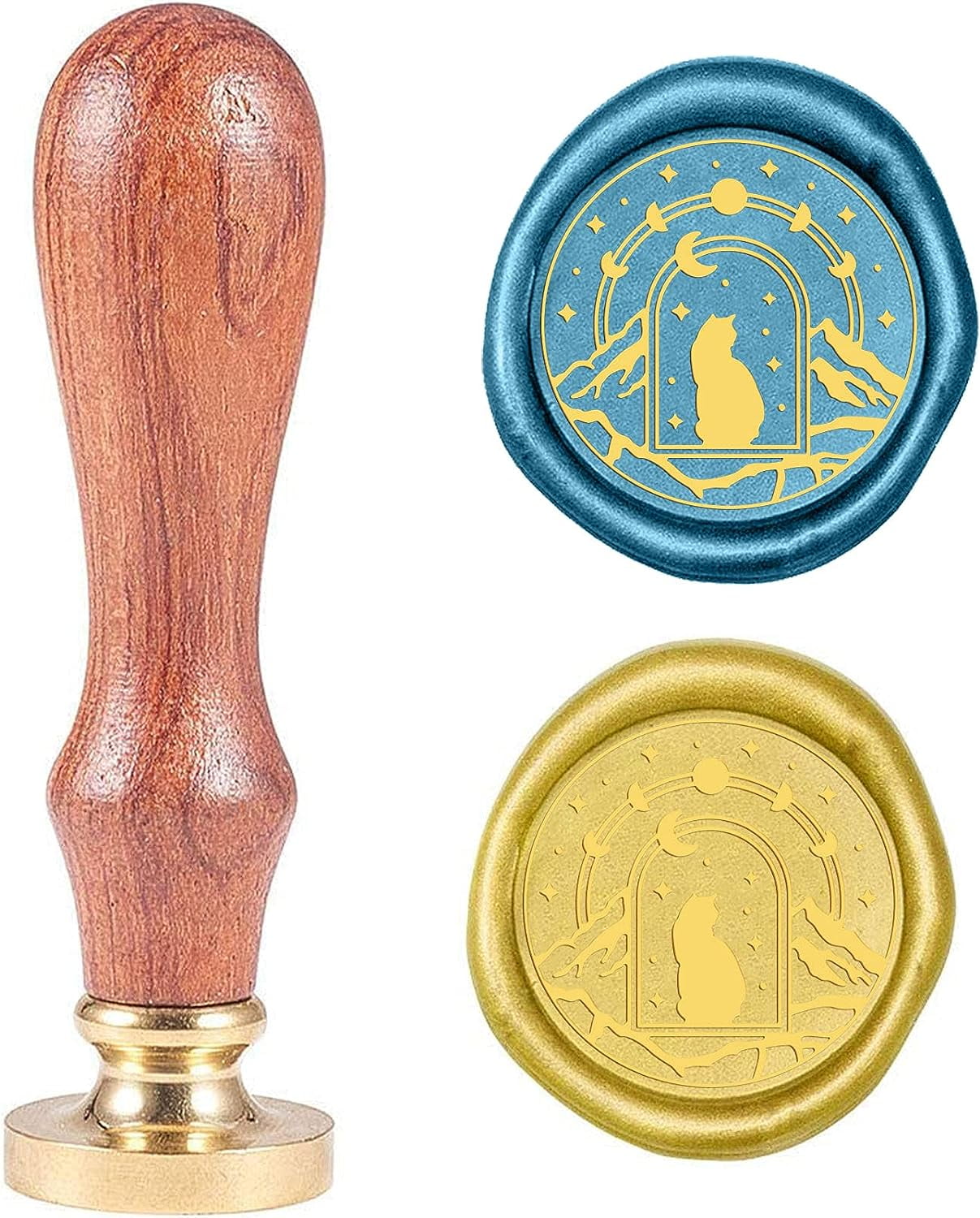 Wax Seal Stamp Rocket Pattern 0.98 inch Sealing Wax Stamp with Brass Seal Wood Handle for Greeting Card Wedding Invitation Envelope Decoration Gift