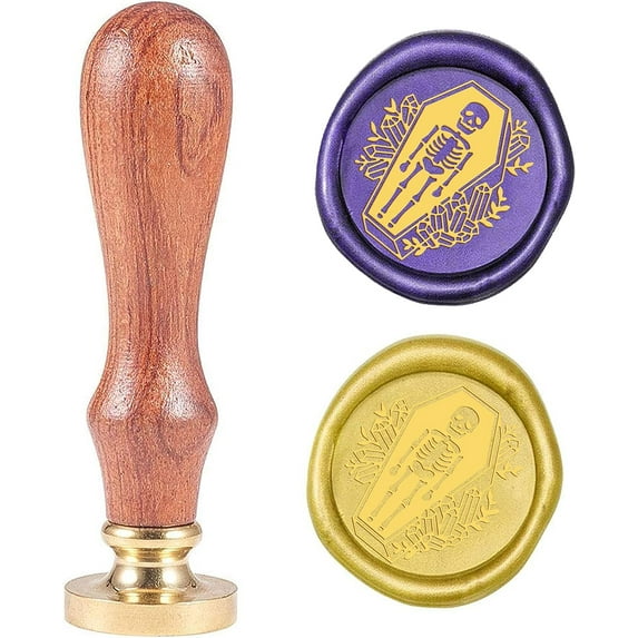 Wax Seal Stamp Crystal Coffin Vintage Brass Head Wooden Handle Removable Sealing Wax Seal Stamp 25mm for Embellishment of Envelopes Wedding Invitations Wine Packages