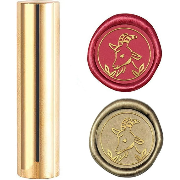Wax Seal Stamp Goat Sealing Wax Stamps Mini Brass Sealing Stamp 15mm Column Wax Seal for DIY Envelope Invitation Wedding Embellishment Decoration