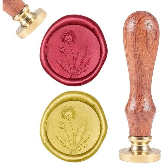 Wax Seal Stamp Thistle Grass Plant Sealing Wax Stamp Retro Wood Stamp Wax Seal 25mm Removable Brass Head Wood Handle fr Party Wedding Invitation Envelope Greeting Card Wine Bottle Decoration