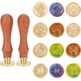 thumbnail image 1 of Wax Seal Stamp Kit 6 Pcs Butterfly Series Butterfly with Flowers Sealing Wax Stamp Heads 0.98" with 2 Wooden Handles Vintage Wax Seal Kit Cards Envelopes Invitation Decor Chocolate DIY, 1 of 6