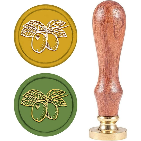 Wax Seal Stamp Lemon Vintage Wax Sealing Stamps Fruit Retro 25mm Removable Brass Head Wooden Handle for Envelopes Invitations Wine Packages Greeting Cards Weeding