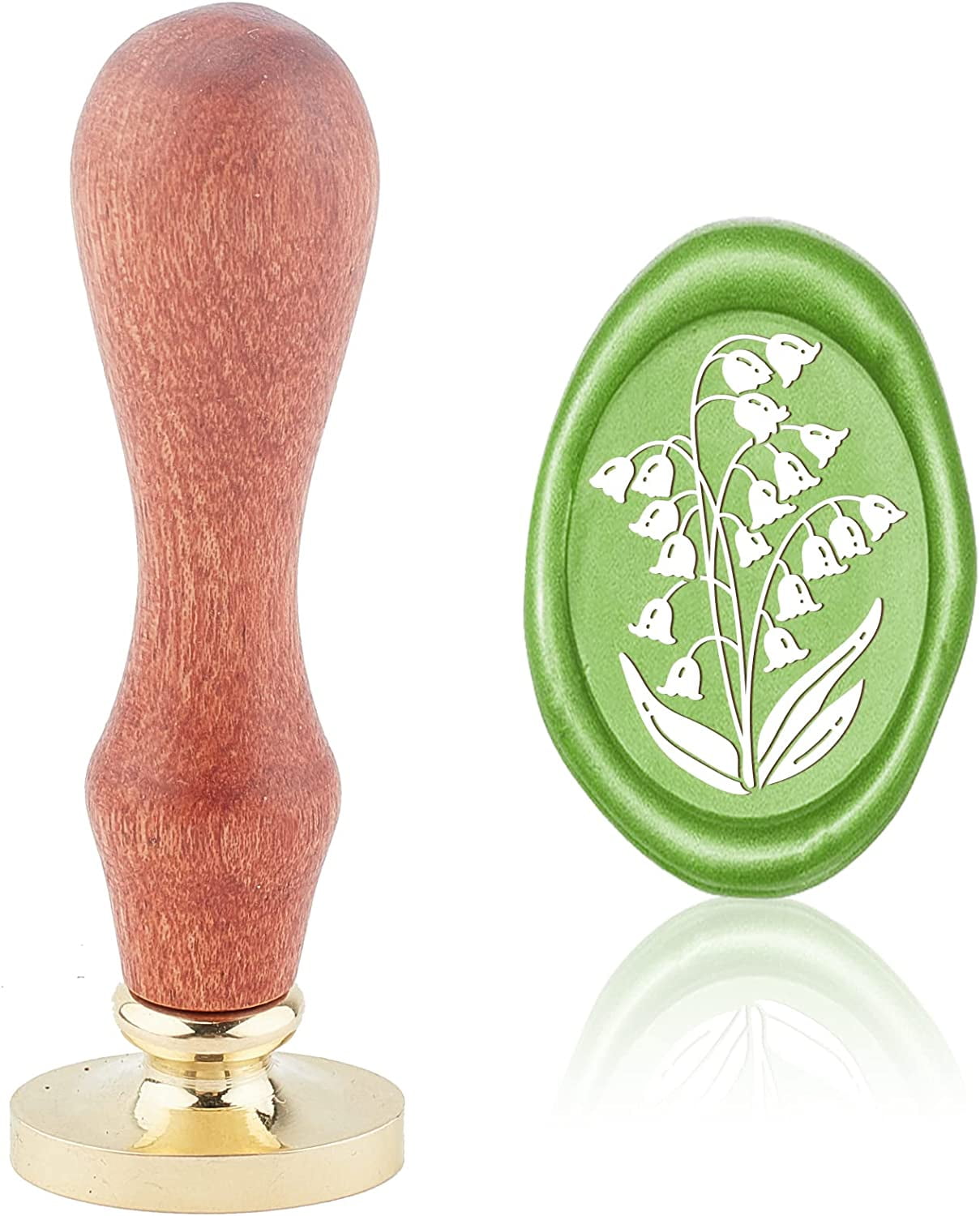 Afobby Flower Wax Seal Stamp Kit - Removable Brass Head & Rosewood Handle, 25mm Four Leaf Clover Design For Invitations - View #3