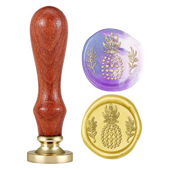 Wax Seal Stamp Pineapple Vintage Wax Sealing Stamps Fruits Retro 25mm Removable Brass Head Wooden Handle for Envelopes