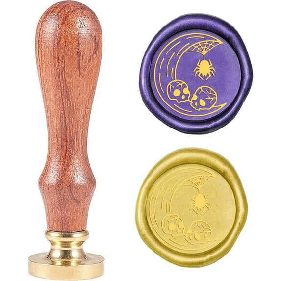 Wax Seal Stamp Sealing Wax Stamps Spider 25mm Retro Vintage Removable Brass Stamp Head with Wood Handle DIY