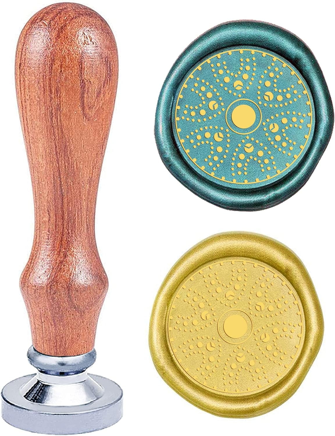 Afobby Flower Wax Seal Stamp Kit - Removable Brass Head & Rosewood Handle, 25mm Four Leaf Clover Design For Invitations - View #2