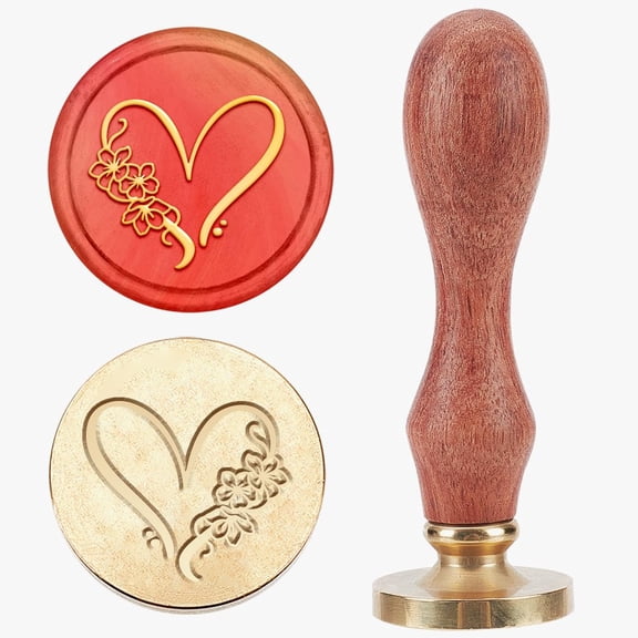 Wax Seal Stamp Set Sealing Wax Stamp Solid Brass Head Wood Handle Retro Brass Stamp Kit Removable for Envelopes Invitations Gift Card Heart 83x22mm