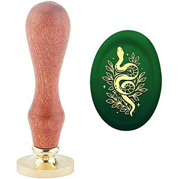 Wax Seal Stamp Snake Sealing Wax Stamps 20×30mm Removable Brass Head Sealing Stamp with Wooden Handle for Card Invitation Gift Wrap