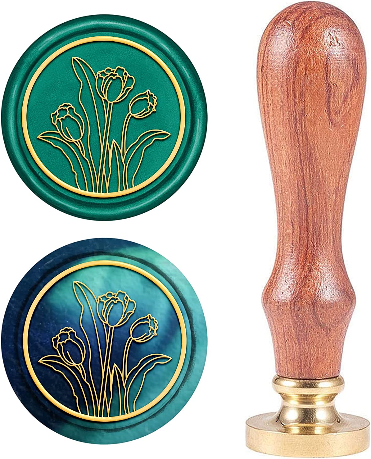 Wrapped Stamp Wax Seal Stamp Tulip Vintage Sealing Wax Stamps Flower 25mm Removable ...