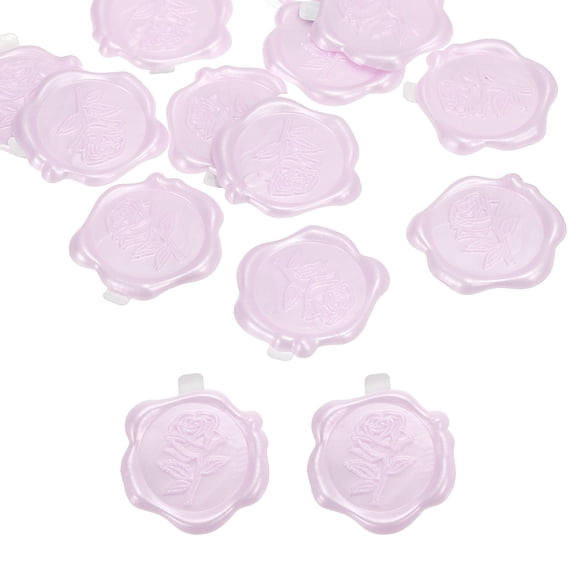 Wax Seal Stickers, 12 Pcs Embossed Self Adhesive Rose Sticker for Envelope Letter Wedding Invitation Card Birthday Party Gift Wrap, Pink