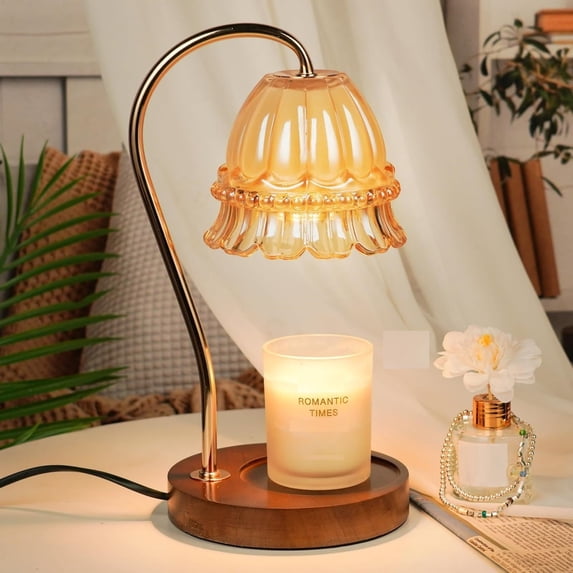 Waxgamo Candle Warmer Lamp with Timer Dimmer - Electric Candle Light Wax Melt Warmer for Scented Wax, Plug-in Wax Warmer Lamp for Home & Office (White Peony)