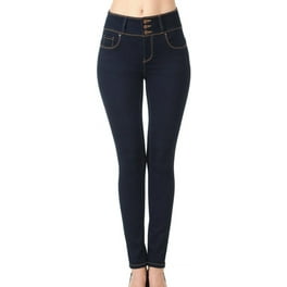 Wax Jeans Women s Juniors High Waist Light Distressing Skinny Jeans Dark Blue 13 Walmart