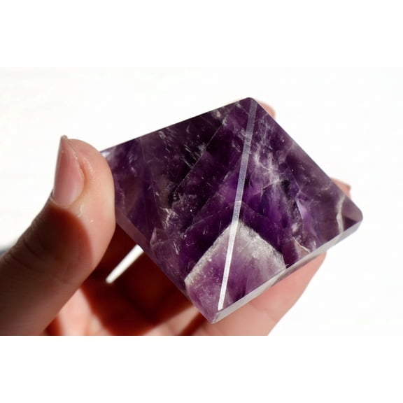 Amethyst Crystal Pyramid 1.5 Carved Geometric Mineral from Brazil