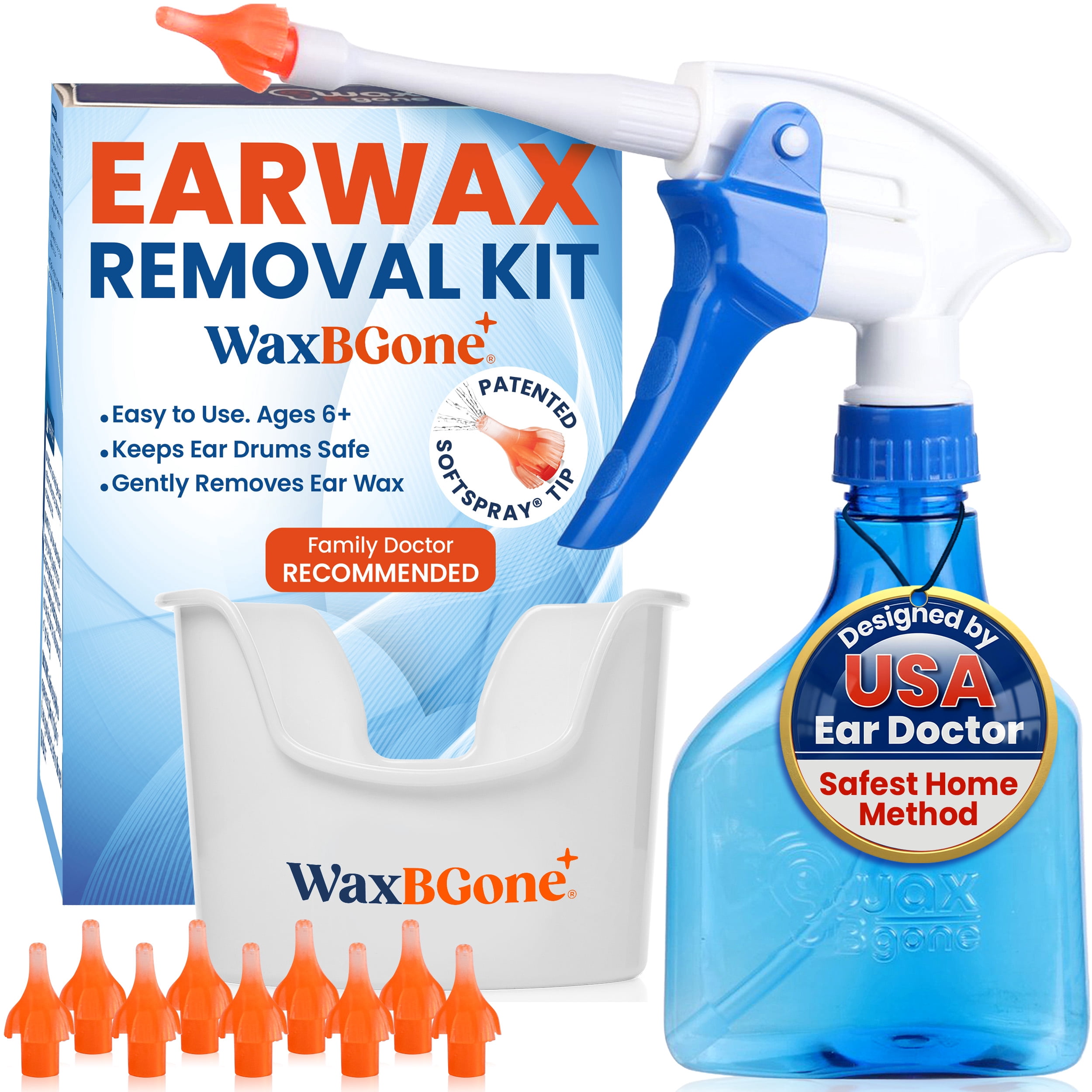 WaxBgone Earwax Removal & Ear Flush Kit with High-Pressure Pump for ...