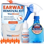 WaxBGone  Ear Wax Removal Kit with SoftSpray  Irrigation Tips, 4X High Output Sprayer & Ear Basin - Safe, Fast, Gentle Ear Cleaning Kit for Adults & Kids at Home - Standard Kit with Ear Drops