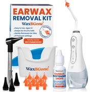 WaxBgone Ear Wax Removal Kit - Safe Electronic Ear Cleaner with Otoscope, 5 Water Pressure Settings, 10 Disposable SoftSpray Tips, 2 Wands, Ear Basin, and Earwax Drops - Waterproof and Rechargeable
