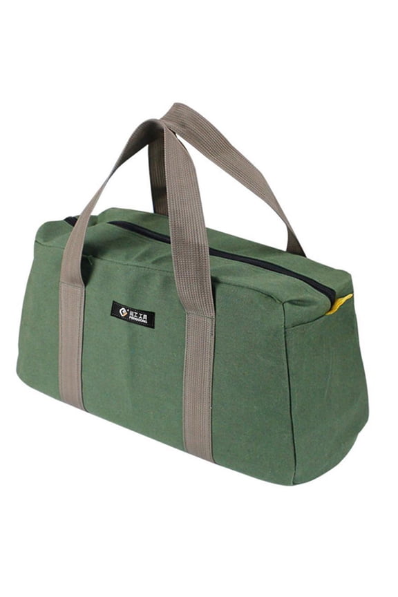 Waxed Canvas All Purpose Military Style Duffle Bag, Water-Resistant, Adjustable Strap, Fully Lined, Double Zipper Closure, heavy Duty, Olive Green