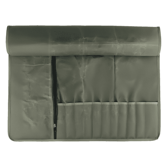 Waxed Canvas Chef Knife Roll Bag, Portable Knife Organiser, Large Capacity Chef Tool Storage Bag, 28 in / 71 cm, Green