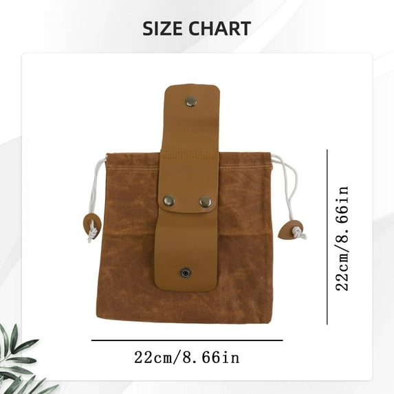 Waxed Canvas Foraging Bag Leather Basket, 8.6X8.8 Inch Foldable Mushroom Hunting Pouch for Camping Hiking, Belt Attachable Grocery Storage, Bag * 1 + 1 Bag * 1 + 1 Bag * 1