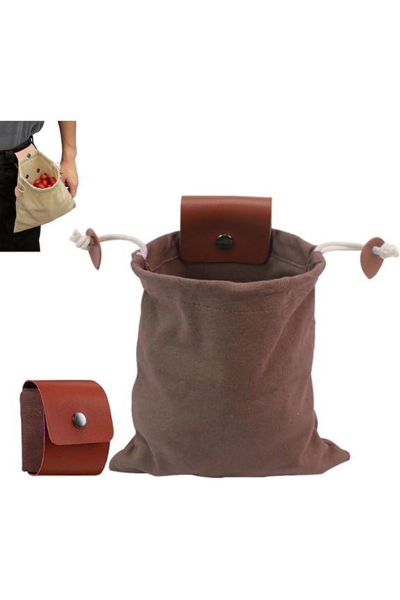 Waxed Canvas Foraging Pouch with Belt Loop, Foldable Bushcraft Dump Bag for Hiking