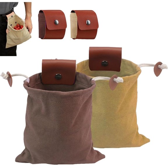 Waxed Canvas Foraging Pouch with Belt Loop, Foldable Bushcraft Dump Bag for Hiking