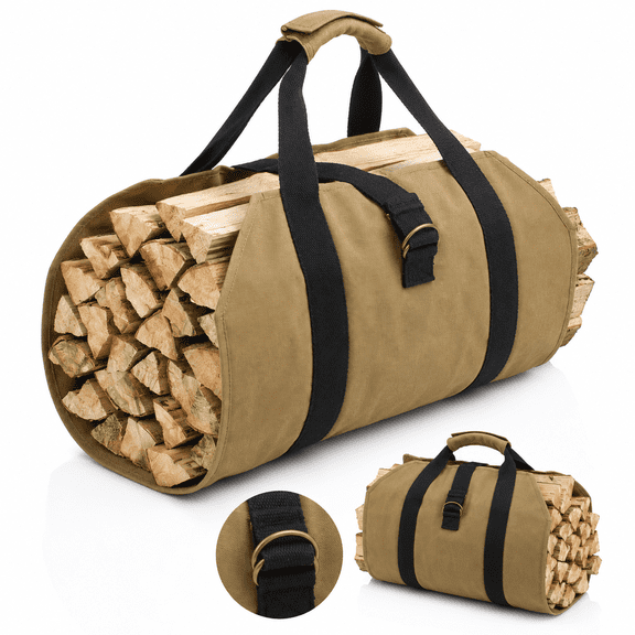 Waxed Canvas Water-Resistant Brown Log Carriers