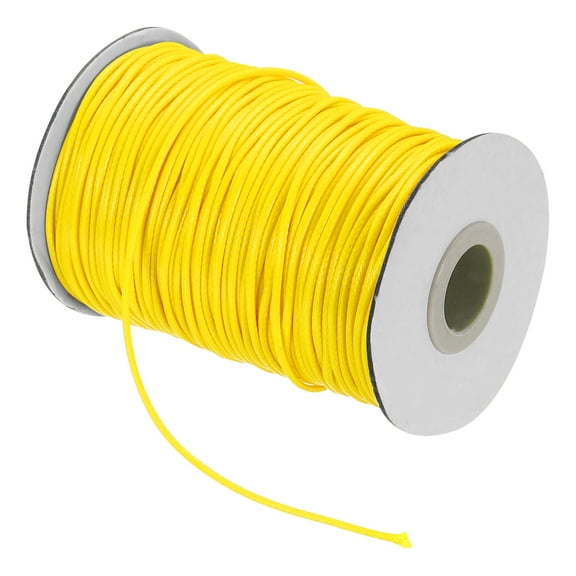 Waxed Cord 1.5mm Waxed Thread 87 Yard Wax String Leather Cord (Golden Yellow)