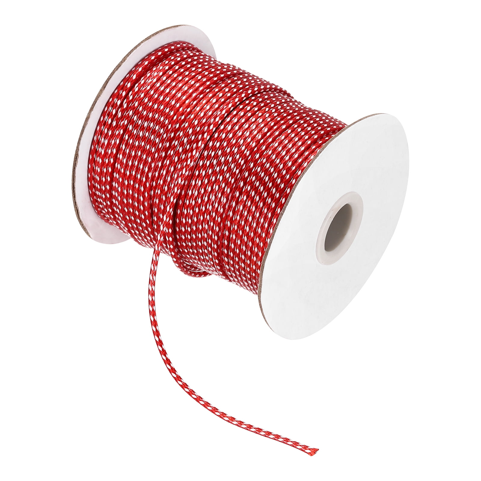 Waxed Cord 2mm Waxed Thread 87 Yard Wax String Leather Cord for Bracelet Making, Necklaces, Beading, Jewelry Making and DIY Crafts(Red/White)