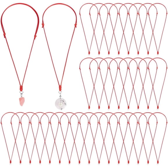 Waxed Cord Necklace 36pcs Necklace String Adjustable Necklaces With Metal Ring for Pendants Jewelry Making Waxed Polyester Cord