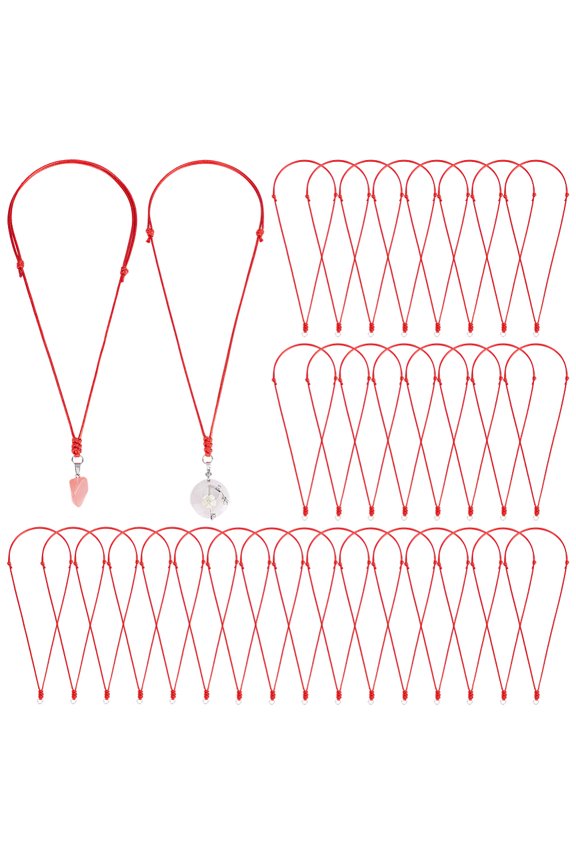 Waxed Cord Necklace 36pcs Necklace String Rope Adjustable Necklaces With Metal Ring Pendants Jewelry Making