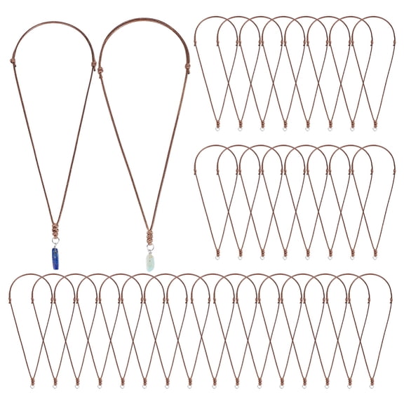 Waxed Cord Necklace 36pcs Necklace String Rope Adjustable Necklaces With Metal Ring for Pendants Jewelry Making DIY
