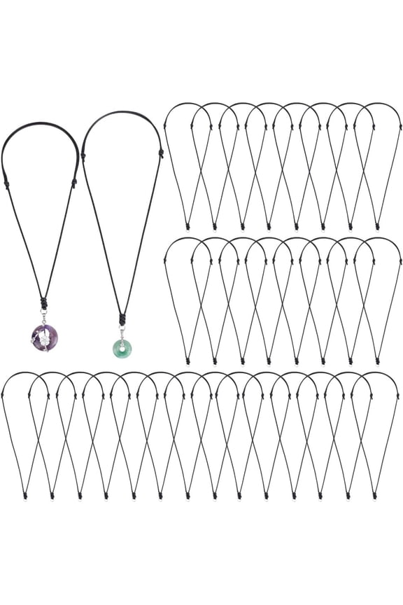 Waxed Cord Necklace 36pcs Necklace String Rope Adjustable Necklaces With Metal Ring for Pendants Jewelry Making for DIY handcrafting