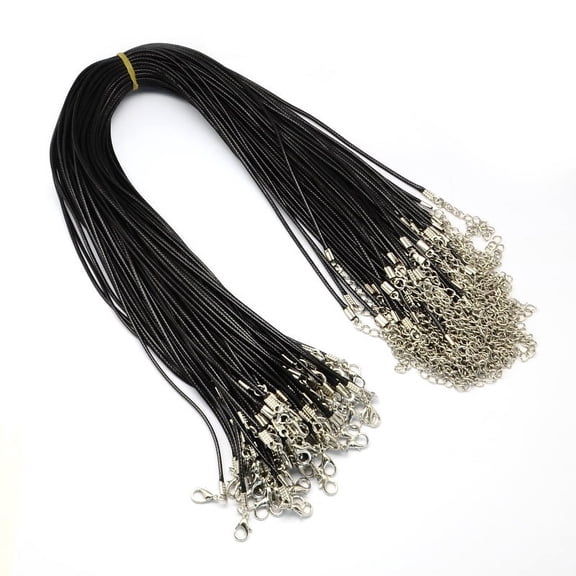 Waxed Cord Necklace Making with Iron Findings for DIY Jewelry Crafting Black 17 inch(excluding the length of clasp and extending chains) 1.5mm thick