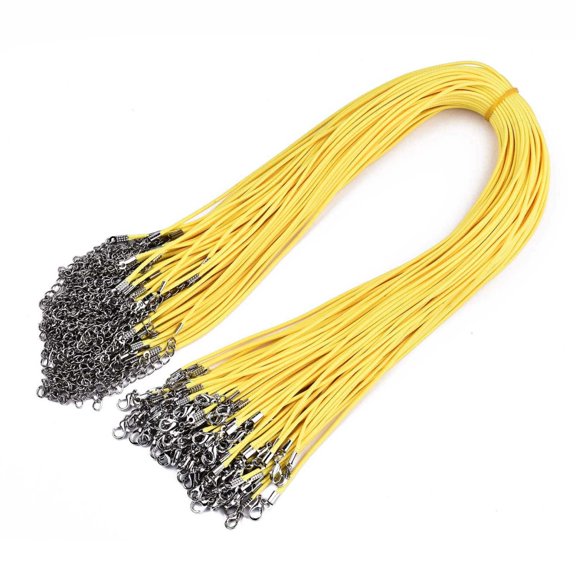 Waxed Cotton Cord Necklace Making with Alloy Lobster Claw Clasps and Iron End Chains Platinum Yellow 17.12 inch(43.5cm) 1.5mm
