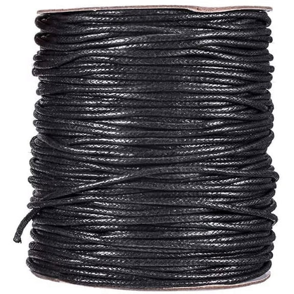 Waxed Cotton Thread Cords Black 2mm 100yards/roll
