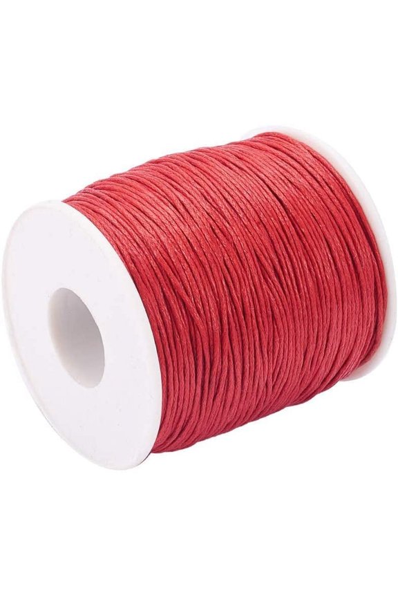 Waxed Cotton Thread Cords Red 1mm 100yards/roll(300 feet/roll) DIY