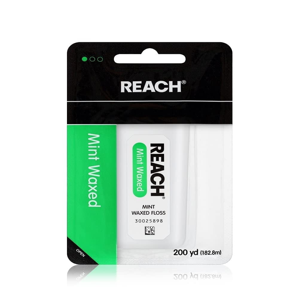 REACH Oral Care Waxed Dental Floss, Mint, 200 Yards