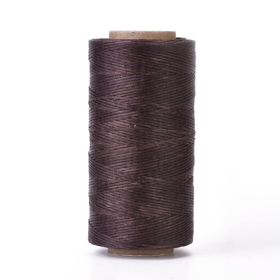 Waxed Polyester Cord Micro Macrame Cord Waxed Sewing Thread Flat Coconut Brown 0.8mm about 284.33 yards(260m)/roll DIY
