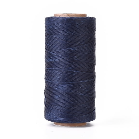 Waxed Polyester Cord Micro Macrame Cord Waxed Sewing Thread Flat Midnight Blue 0.8mm 284.33 yards(260m)/roll