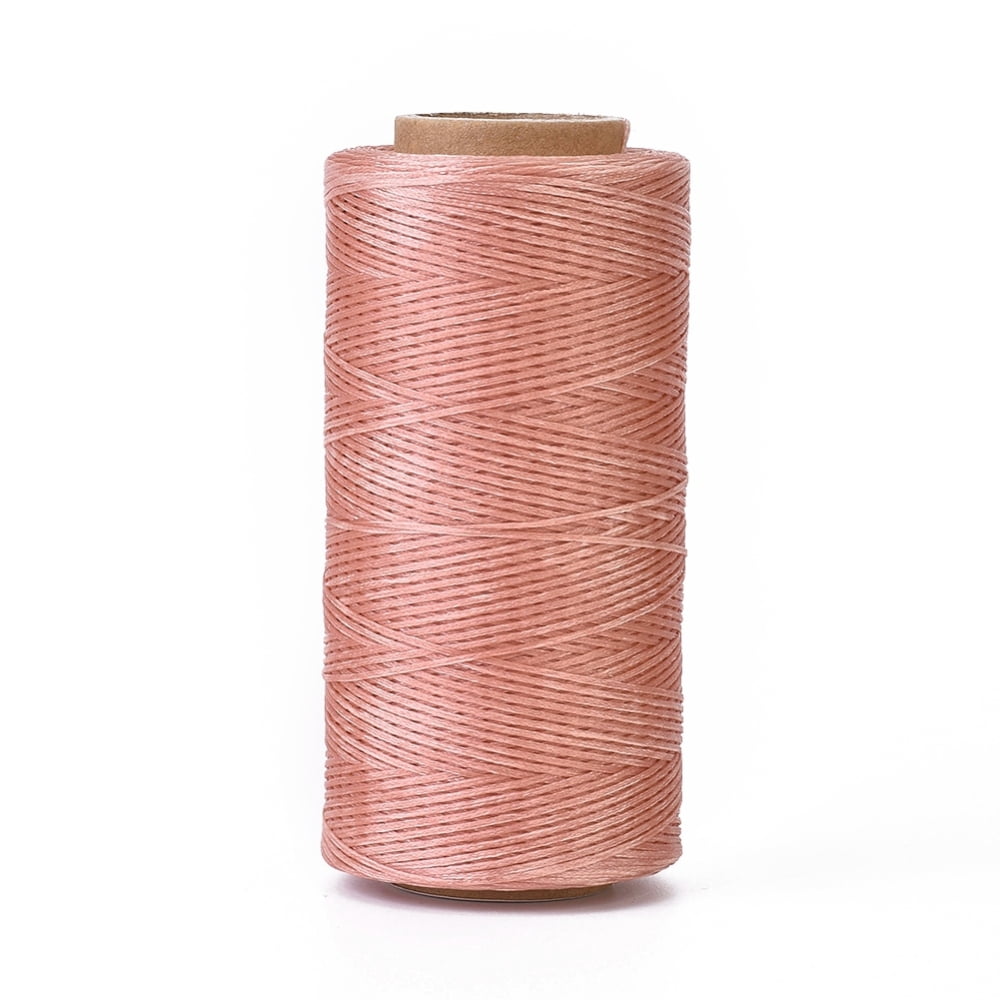 Waxed Polyester Cord Micro Macrame Cord Waxed Sewing Thread Flat Pink 0.8mm about 284.33 yards(260m)/roll
