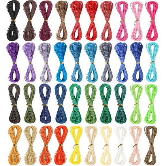 Waxed Polyester Thread for Bracelet Making Jewelry String, 1mm 40 Assorted Colors 10m per Roll, Waterproof Cord for DIY Friendship Bracelets, Multicolor