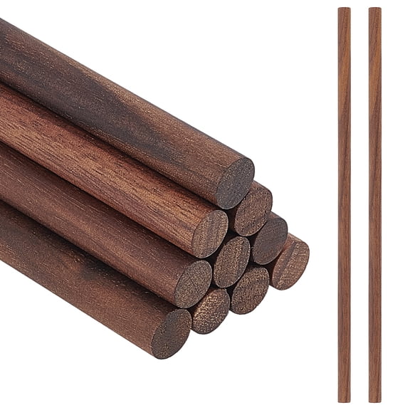 Waxed Round Wooden Sticks Dowel Rods for Toy Building Model Material Macrame Craft Supplies Coconut Brown 300x10mm 12pcs