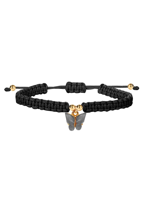 Waxed Thread Butterfly Pendant Woven Bracelet,Boho Braided Rope Anklet Friendship Foot Jewelry,Adjustable Design for Men and Women,Lightweight Gift for Birthdays and Anniversaries