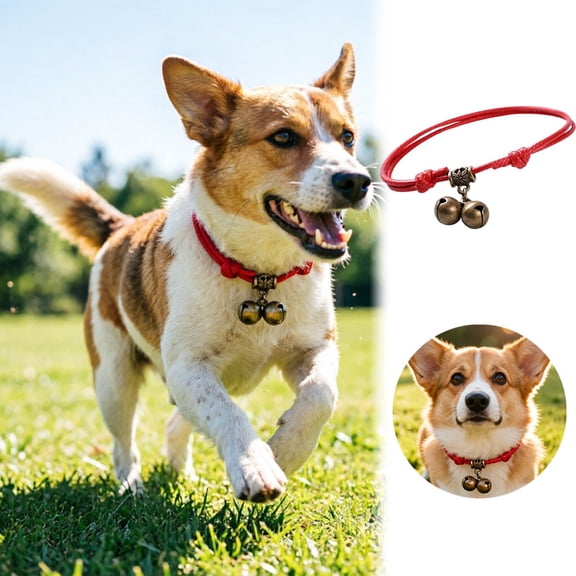 Waxed Thread Loud Bell Collar for Small Dogs & Cats Sturdy Lightweight Easy Attachment Stylish Design for Teddy & Small Breeds