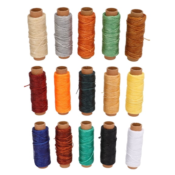 Waxed Thread for Leather Sewing, Surface Assorted Colors Wax String for Bookbinding and DIY Crafts (15 Colors, 50 Meters Length)